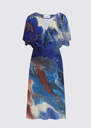 Sarah V-Neck Dress - Blueberry Waves