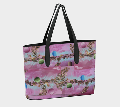 Vegan Leather Tote Bag - Pink
