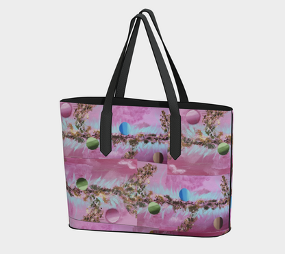 Vegan Leather Tote Bag - Pink