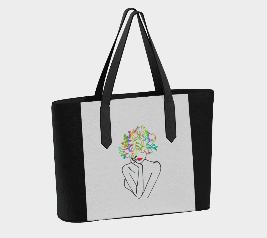 Vegan Leather Tote Bag - Fierce & Free - Wht