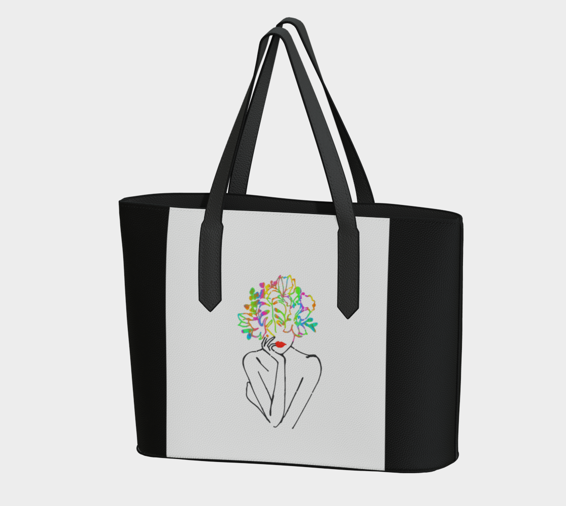 Vegan Leather Tote Bag - Fierce & Free - Wht