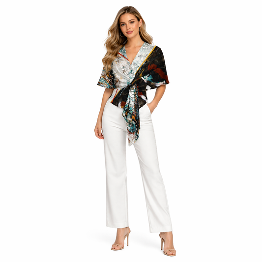 Karima Curved Wrap - Blue Black Flow