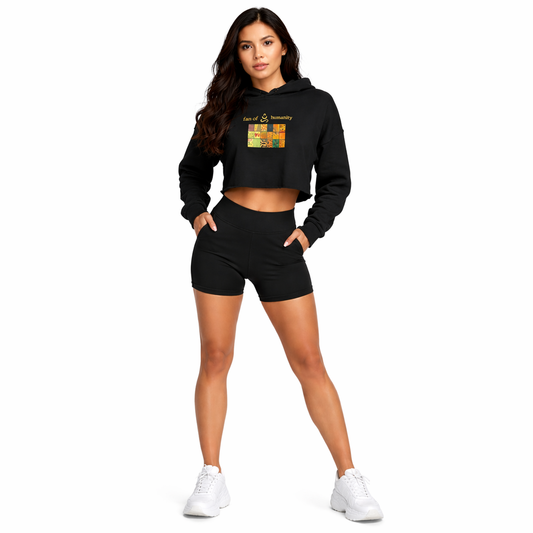 Women's Crop Hoodie - Patchwork