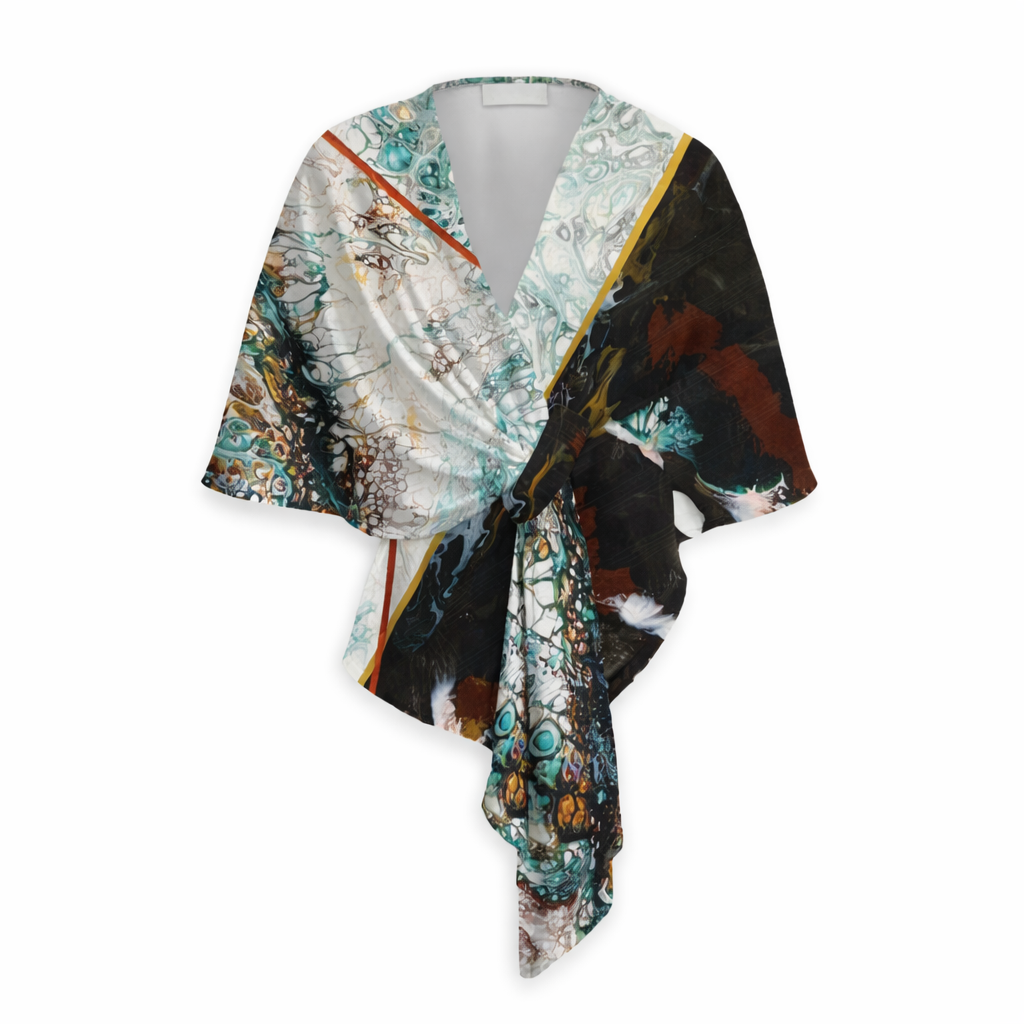 Karima Curved Wrap - Blue Black Flow