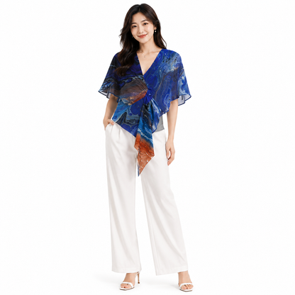 Karima Curved Wrap - Blueberry Waves