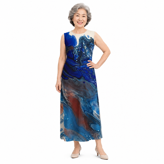 Lena Dress - Blueberry Waves
