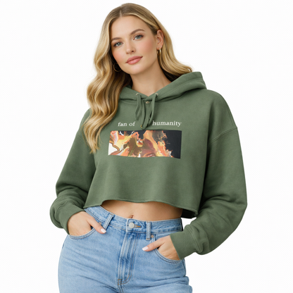 Women's Crop Hoodie - Original Art: Black Flow