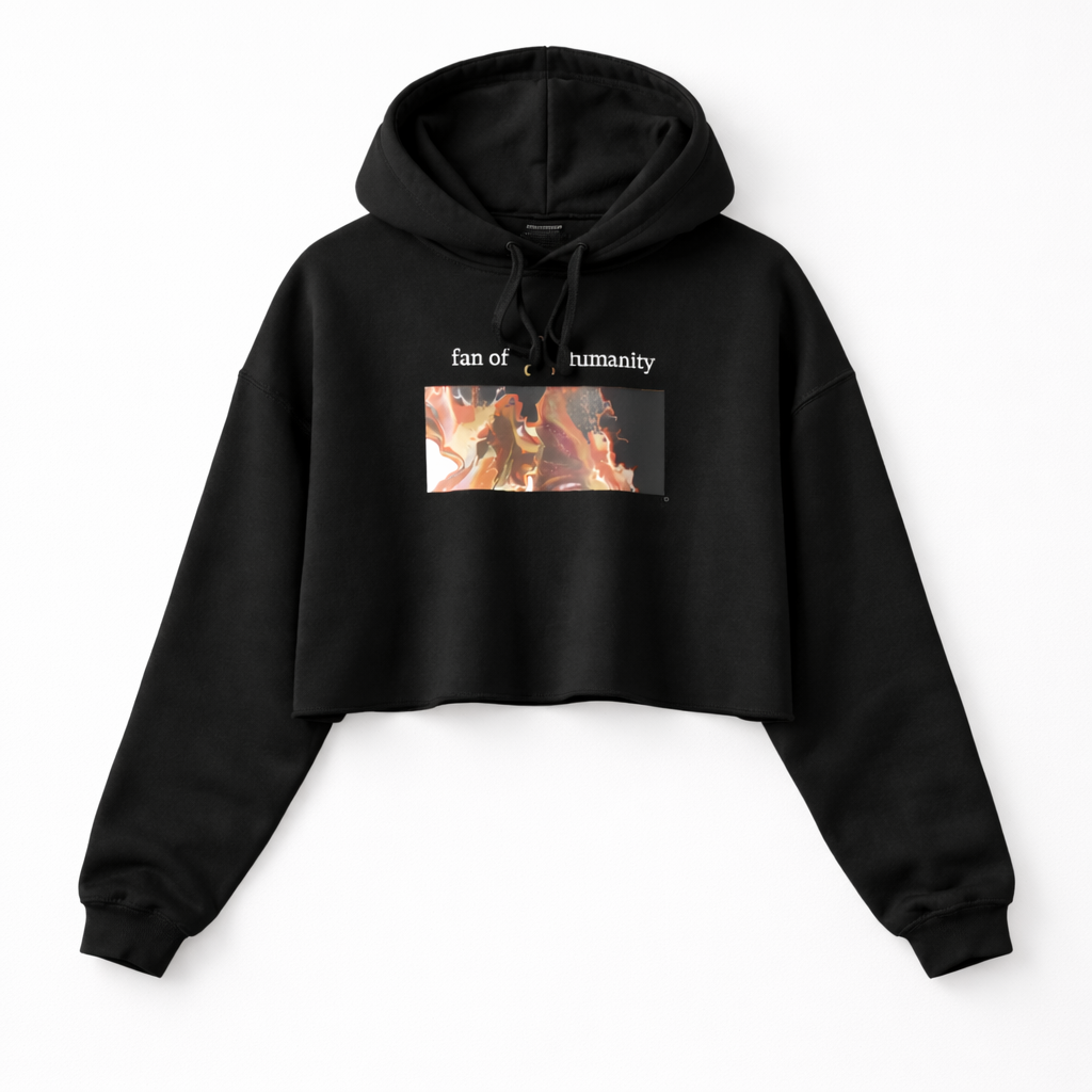 Women's Crop Hoodie - Original Art: Black Flow