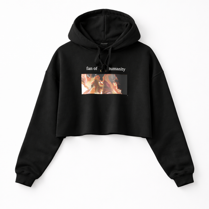 Women's Crop Hoodie - Original Art: Black Flow
