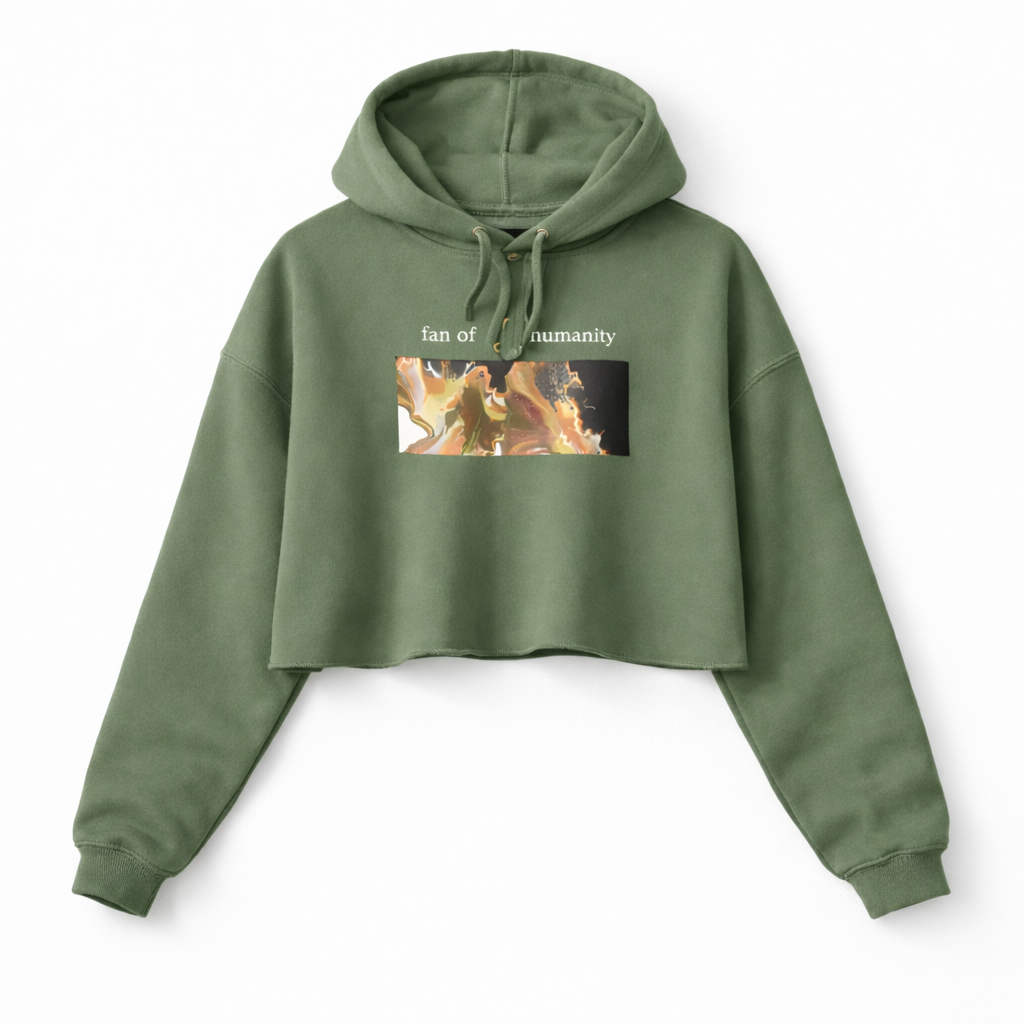 Women's Crop Hoodie - Original Art: Black Flow