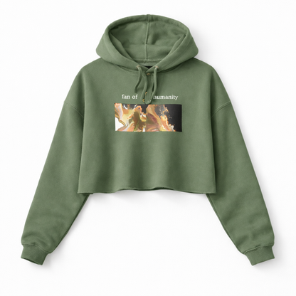 Women's Crop Hoodie - Original Art: Black Flow