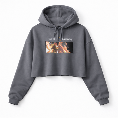 Women's Crop Hoodie - Original Art: Black Flow