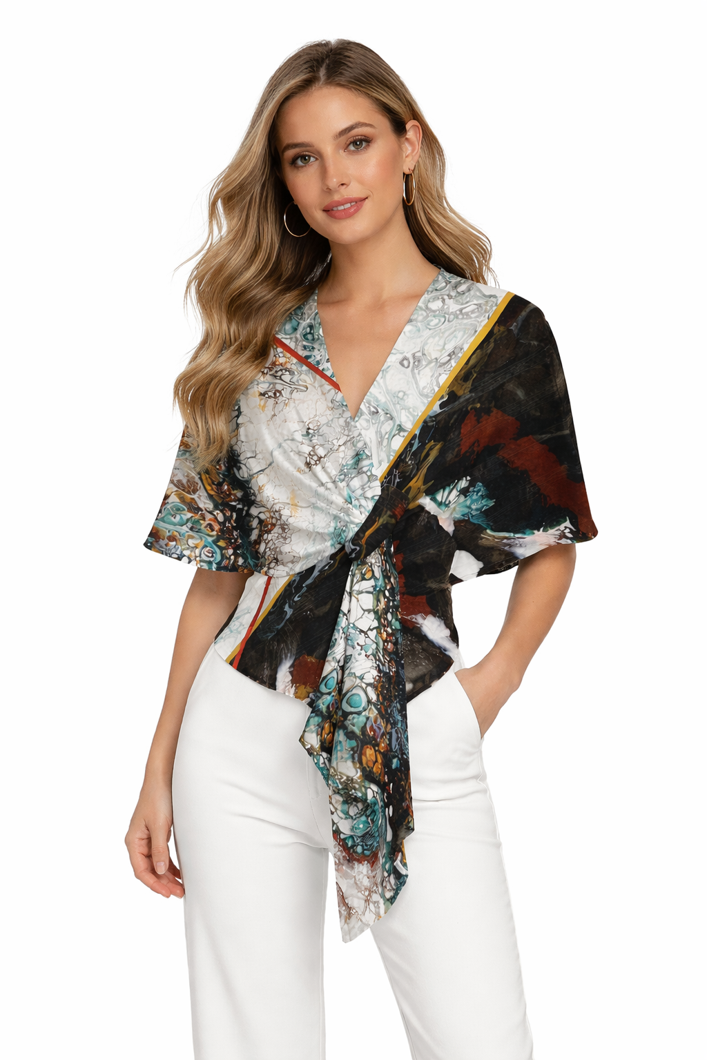 Karima Curved Wrap - Blue Black Flow