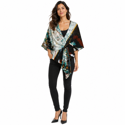 Karima Curved Wrap - Blue Black Flow
