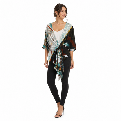 Karima Curved Wrap - Blue Black Flow