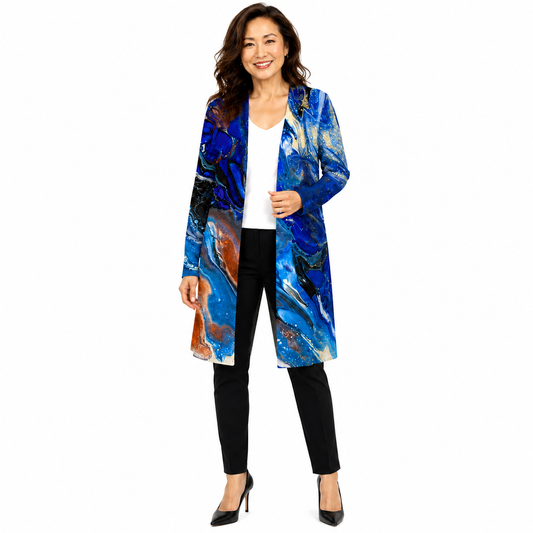 Alaina Duster Cardigan - Blueberry Waves