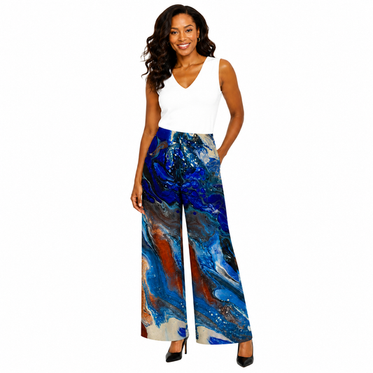 Alaina Palazzo PONTE Pants - Blueberry Waves
