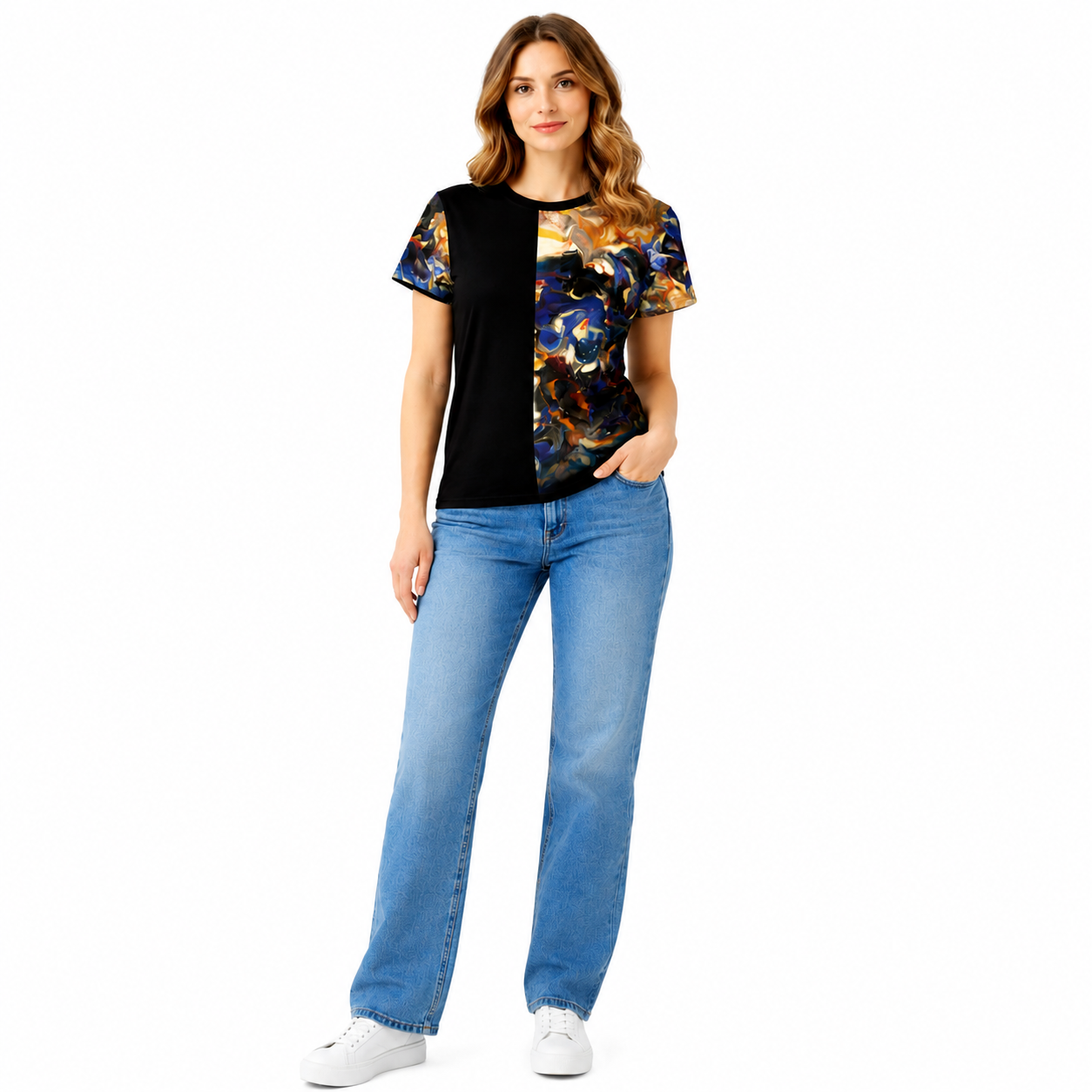 Women's Crewneck T-shirt - Original Art Blue Haze