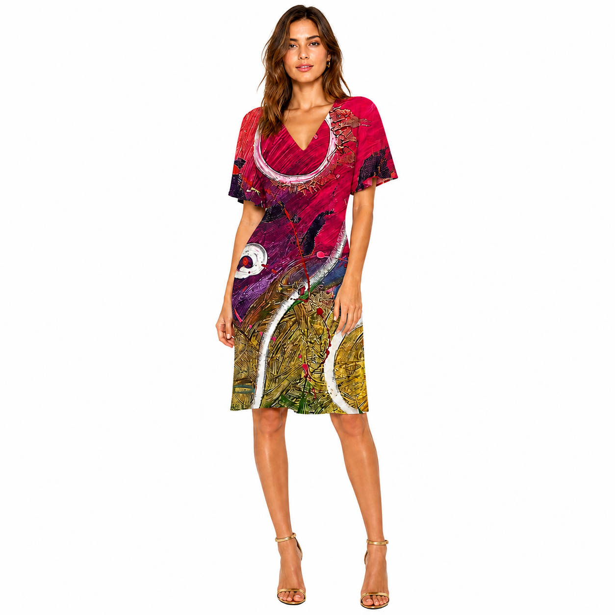 Sarah V-Neck Dress - Happiness