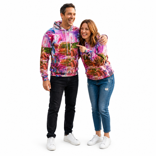 His & Hers Relaxed Cotton Hoodie - Abstract Fun