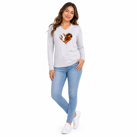 Women's Zone Performance Long-Sleeve V- Neck Shirt - Flow Heart
