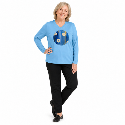 Women's Zone Performance Long-Sleeve V- Neck Shirt - Life in the Sea