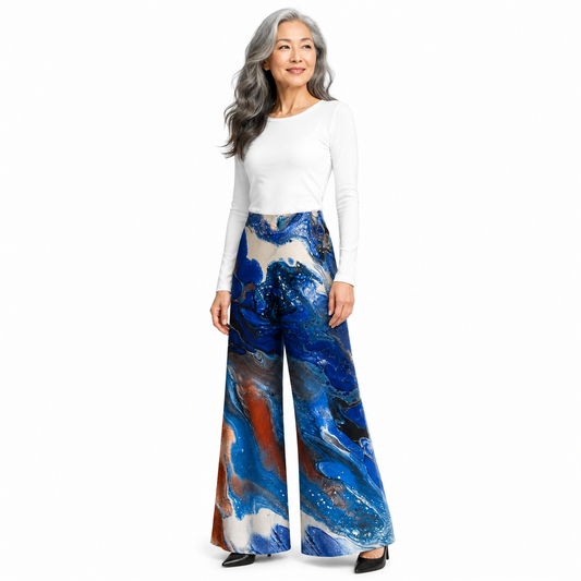 Mandy Palazzo ITY Pants - Blueberry Waves