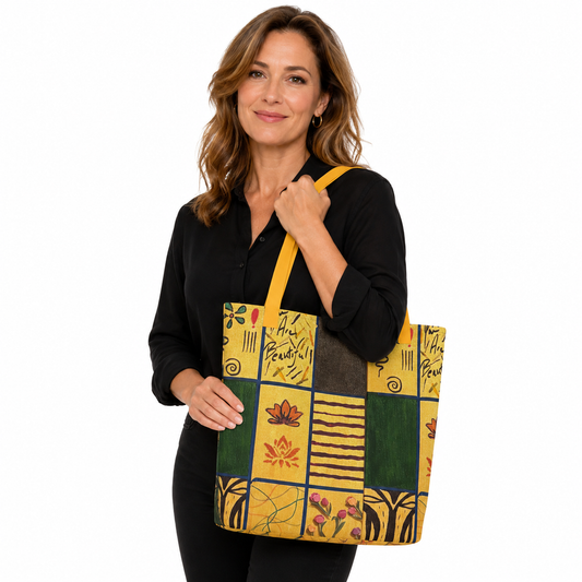 Large Tote Bag - Original Art: Patchwork