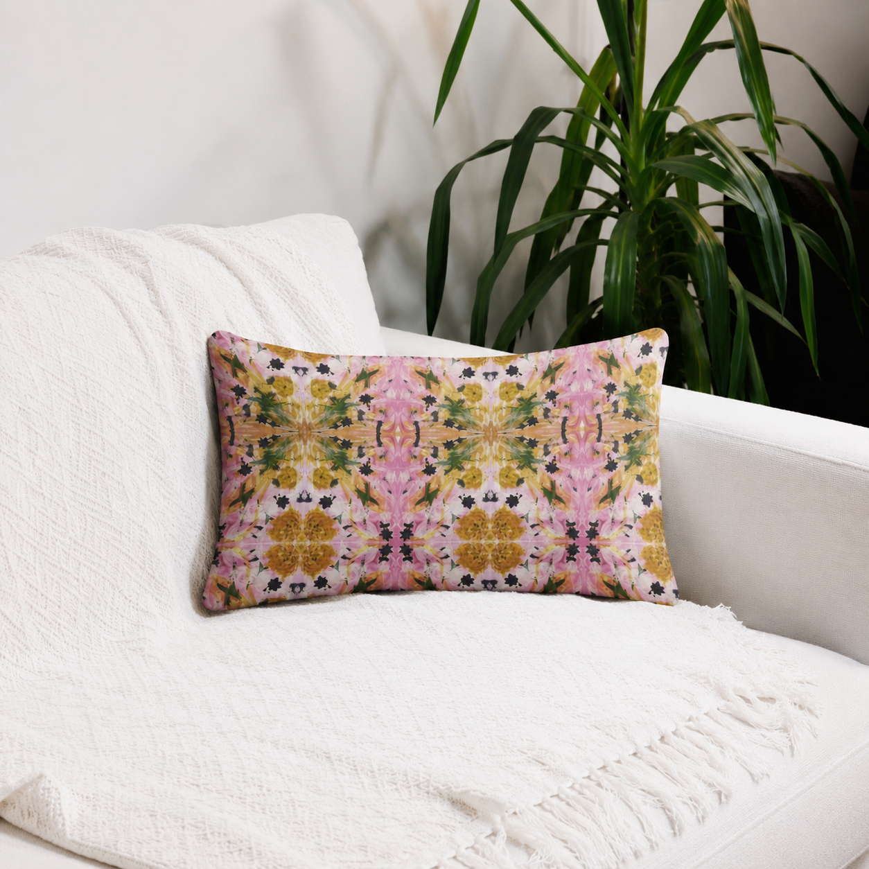 Decorative Pillow - Pink with Flowers
