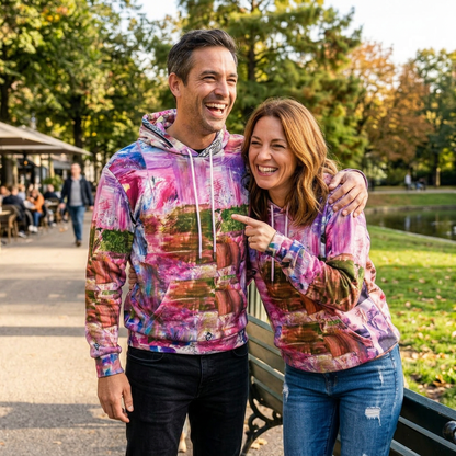 His & Hers Relaxed Cotton Hoodie - Abstract Fun