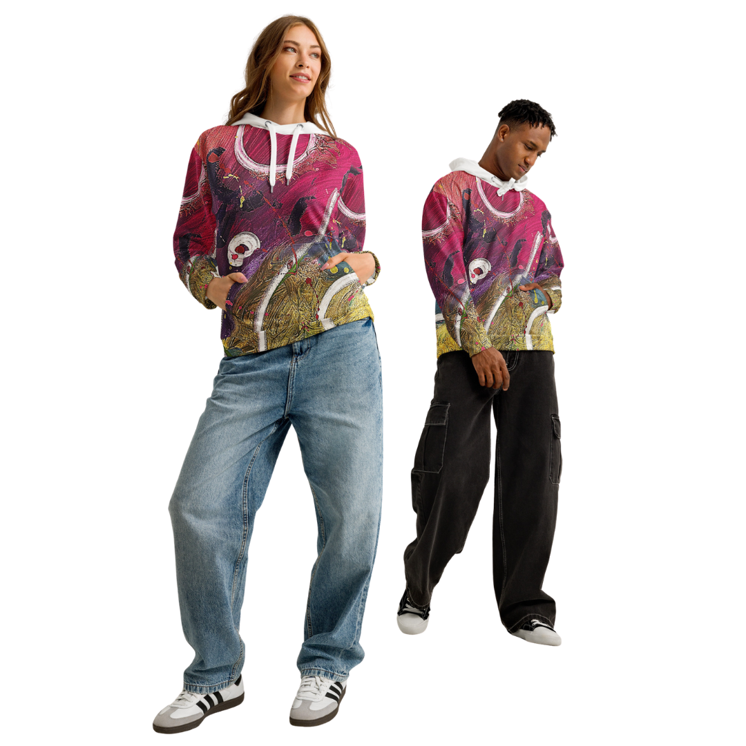 His & Hers Relaxed Fit Cotton Hoodie - Happiness