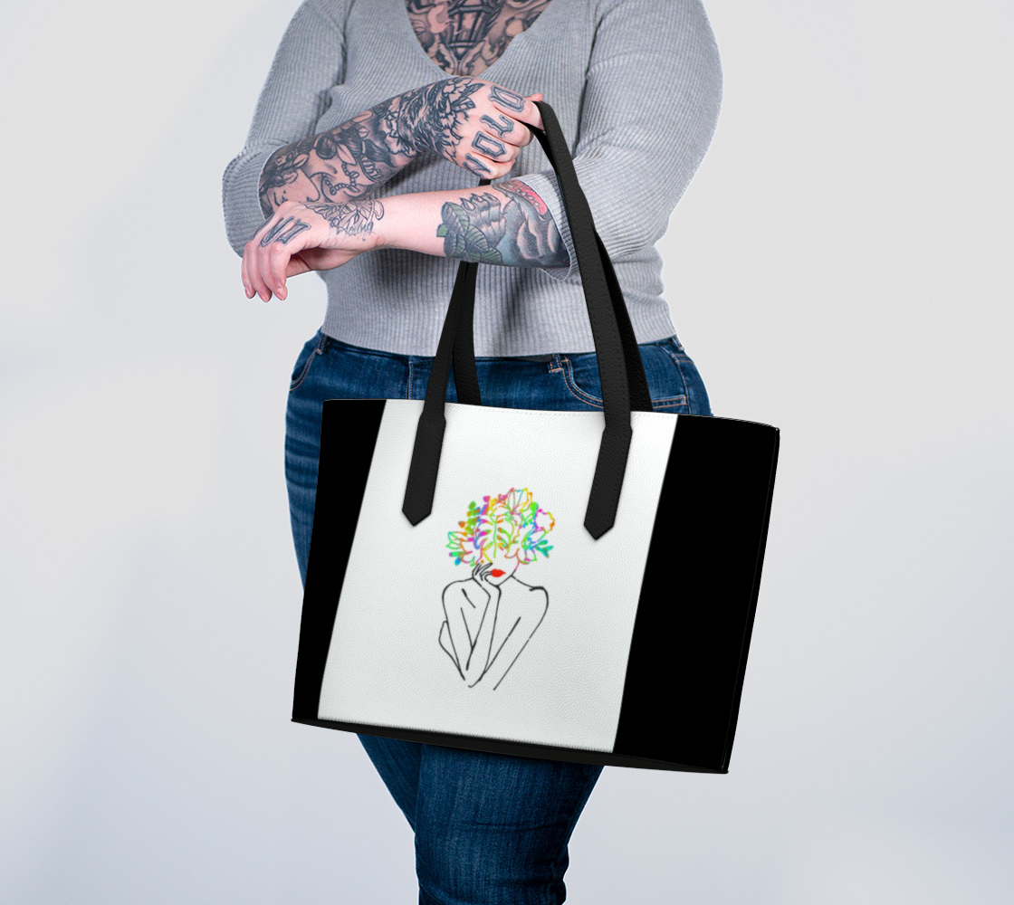 Vegan Leather Tote Bag - Fierce & Free - Wht